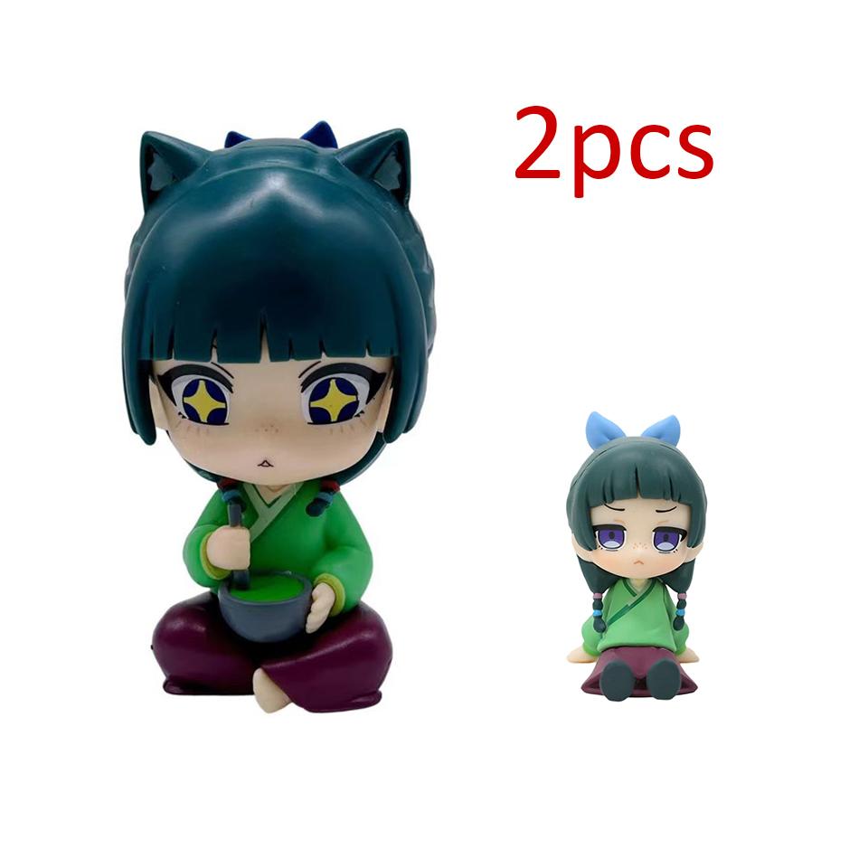4 Piezas Q-Mini Las Crónicas del Boticario Maomao Jinshi Mini Figura Periféricos de Anime Kawaii Juguetes Sentados Adornos de Escritorio Coche Modelo Regalo