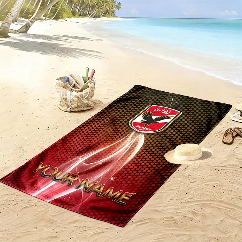 Name Custom Al Ahly Sporting Print Beach Towel, Large Soft Quick Dry Towel for Beach Camping Swimming