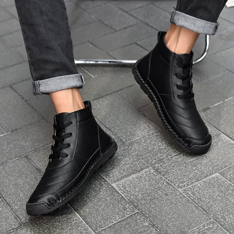 Retro Erkek Botları Moda tasarım ayakkabı Erkekler yarım çizmeler Erkekler Yürüyüş Ayakkabısı Nefes Çizmeler