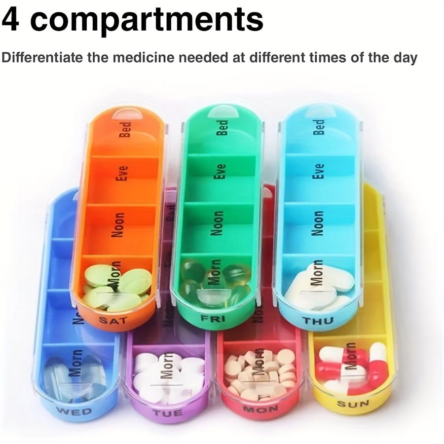 Portable Weekly 7 Days Pill Box Colorful Design Stackable 4 Times A Day Medicine Storage Dispenser/Plastic Pill Organizer Boxes