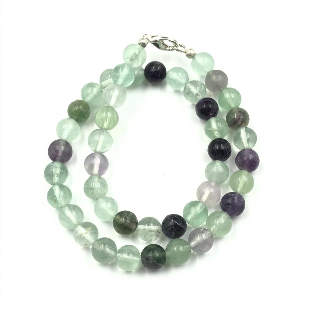8mm Natural Multi Fluorite Gemstone Designer Beads Jewelry Handmade Choker Necklace 17-21" For Women 8BN-25