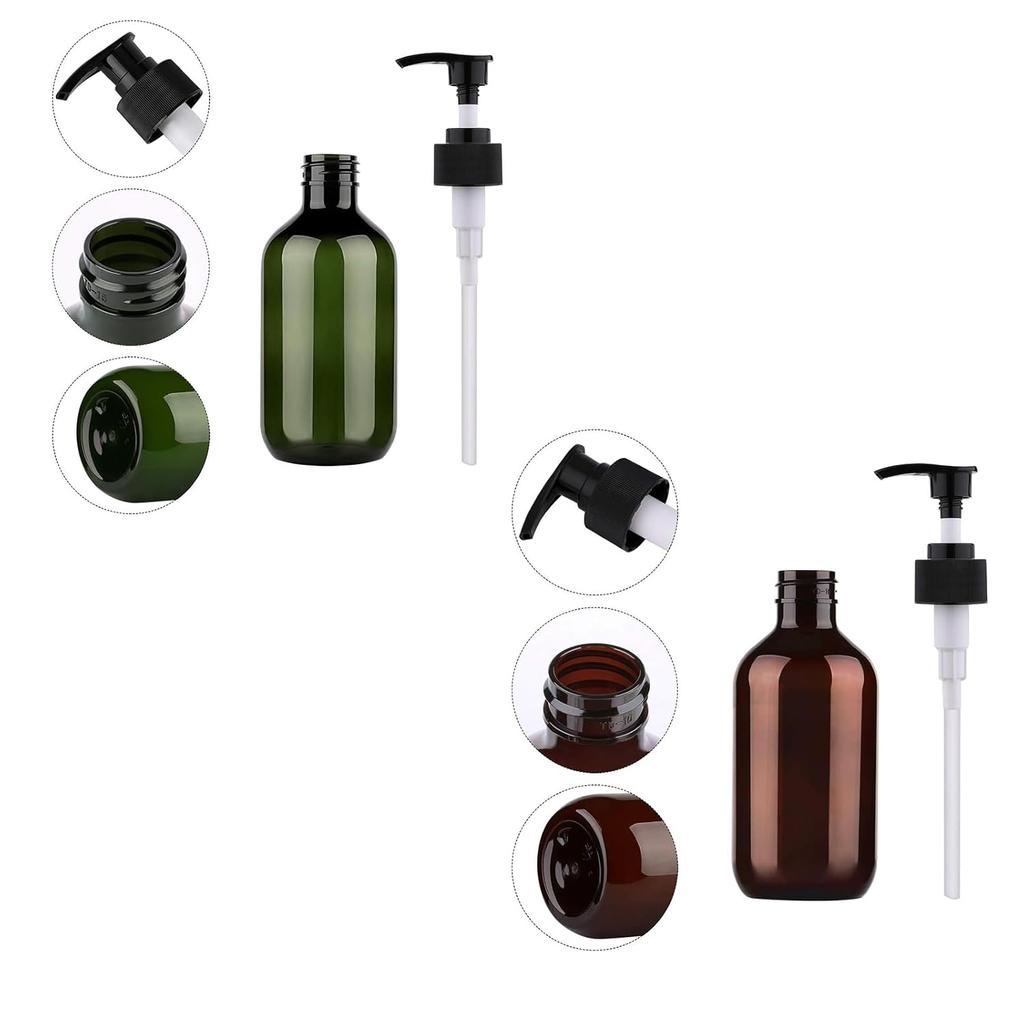 Pump Bottle Dispenser, 300/500ml Empty Plastic Shower Refillable Dispenser Soap Shampoo Pump Dispenser Containers