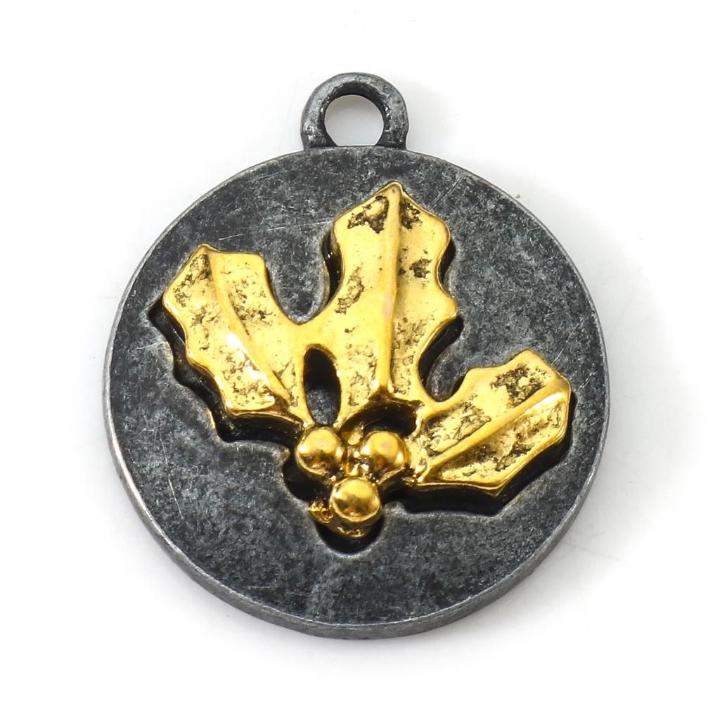 10pcs Vintage Birth Month Flower Charms Antique Gold Color Round Flower Pendants DIY Necklace Women Party Jewelry 20mm x 17.5mm