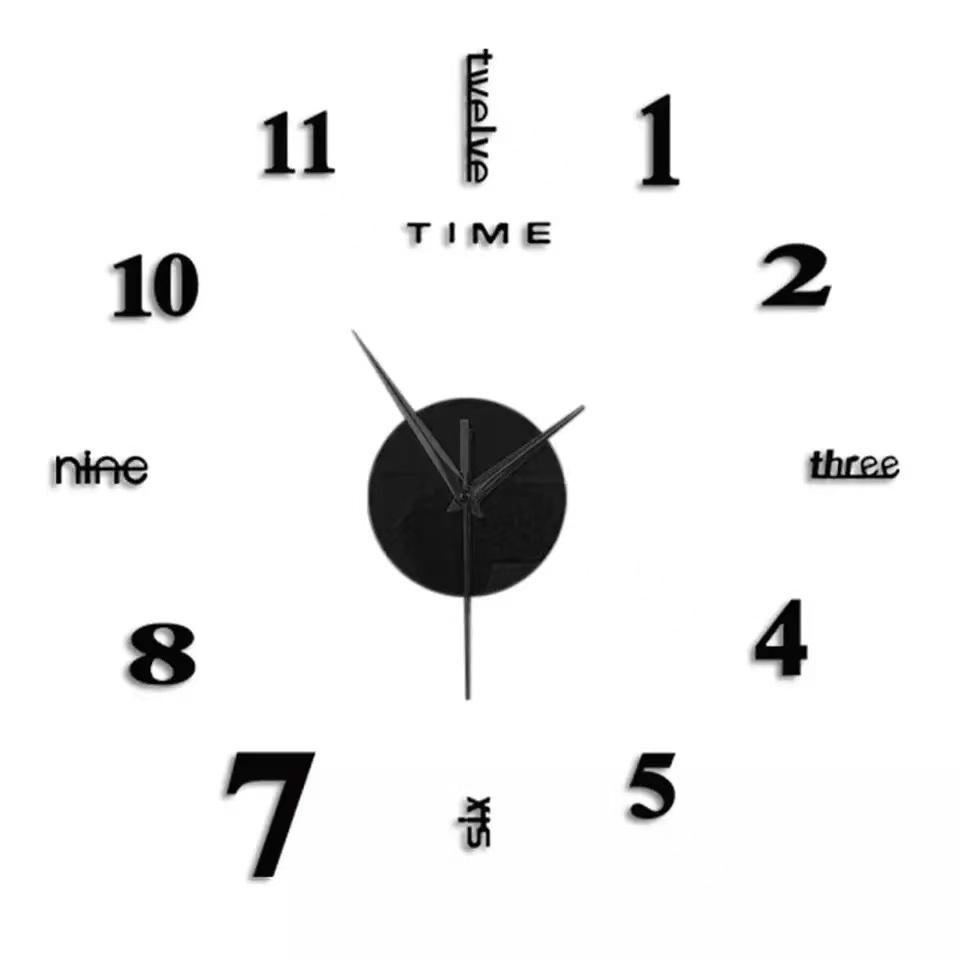 Creative Modern Acrylic Frameless Digital Diy Home Decorative 17 Inches 3D Wall Watch Clock 17Inch(43.18cm) чёрный