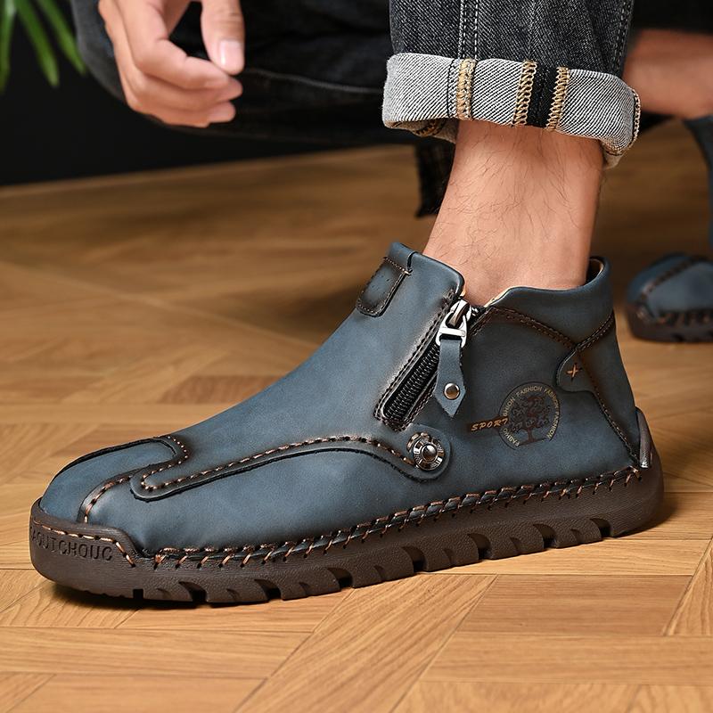 TUINANLE Frühling Handgefertigt Leder Herren Stiefel Design Sneaker Mann Atmungsaktiv Freizeit Schuhe Stiefeletten Outdoor