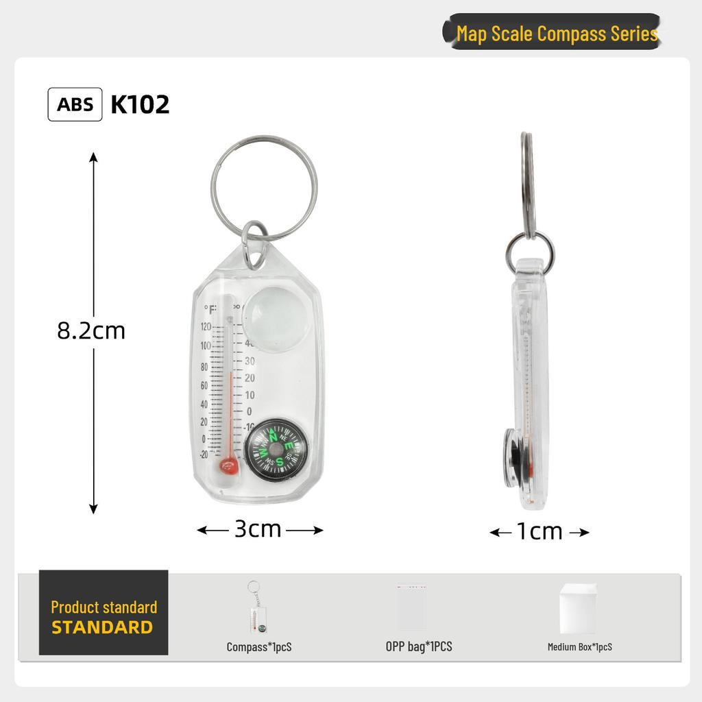 K101 Mini Schlüsselanhänger Kompass & Thermometer Karabiner für den Außenbereich