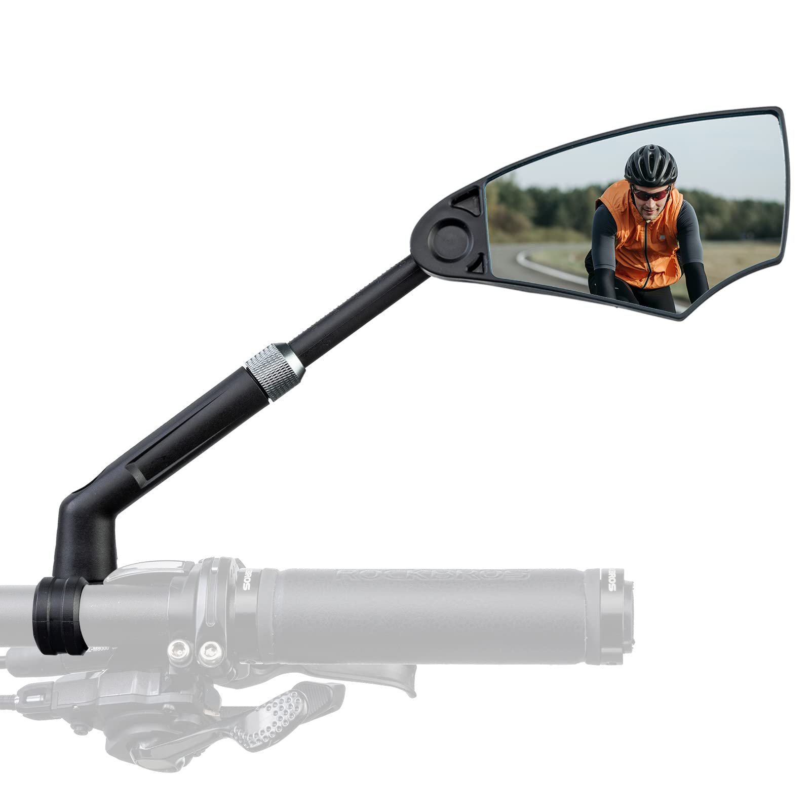 

ROCKBROS Bicycle Rearview HD Field of Side Bar End Easy Freely Fits Road Bikes and Cross Right Side Mirror, View, Anti-Explosion Lens, Anti-Glare