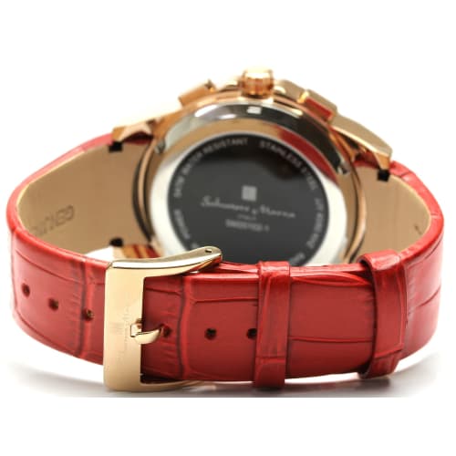 Salvatore Marra Men's Radio-Controlled Solar Chronograph Watch, Limited Edition, Pink Gold and Red