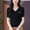 New Summer Women's V-neck Short-sleeved Loose T-shirt Knitted Sweater Hollow Thin Fashion Top