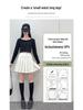 2025 High Waist Black Pleated Midi Skirt for Women - A-Line, College Style, Anti-Exposure, Slimming Fit