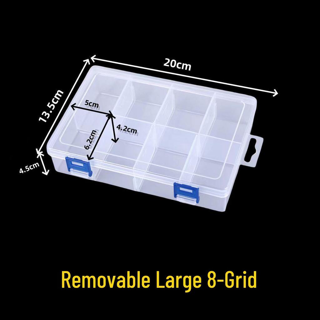 Transparent Compartmentalized Storage Box for Jewelry, Hardware, and Fishing Accessories