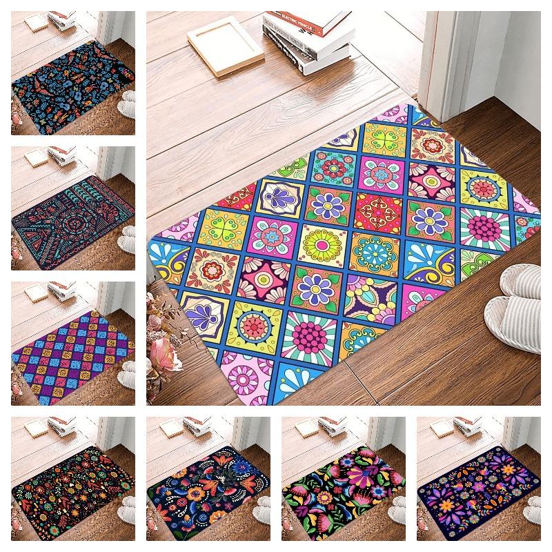 Mexico Style Printing Non Slip Small Rug Waterproof Easy To Clean Floor Mat for Indoor Outdoor Use Durable Home Decor Fashion