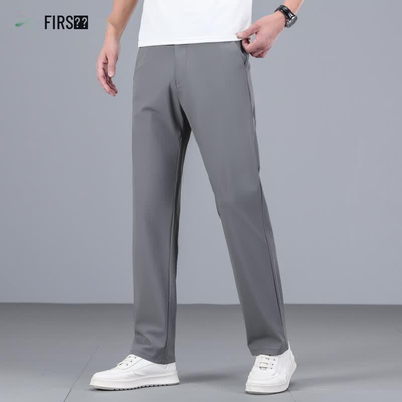 FIRS Men's Wrinkle-Resistant Stretch Straight-Leg Trousers
