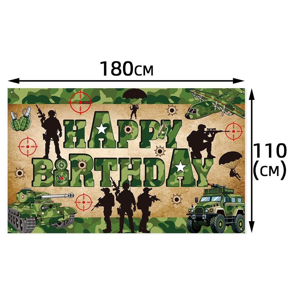 Banner Moderner Hintergrund für Geburtstagsfeiern und Partydekorationen mit Militärmotto