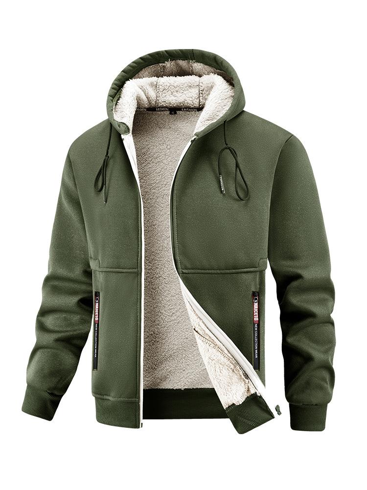 Men's Zip Up Hoodie Jackets Heavyweight Winter Sweatshirt Fleece Sherpa Lined Warm Jacket Outdoor Hooded Windproof Outerwear Coat for Men