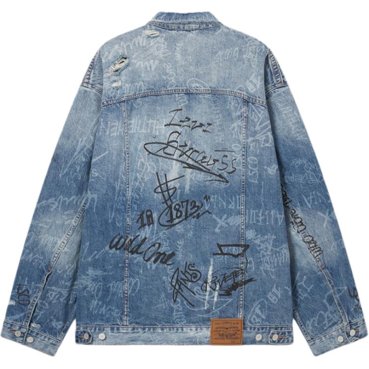 Levis Lockerer Schnitt Weicher Kragen Einreihig Langarm Jeansjacke Herrenjacken Blau 0016Y-0002