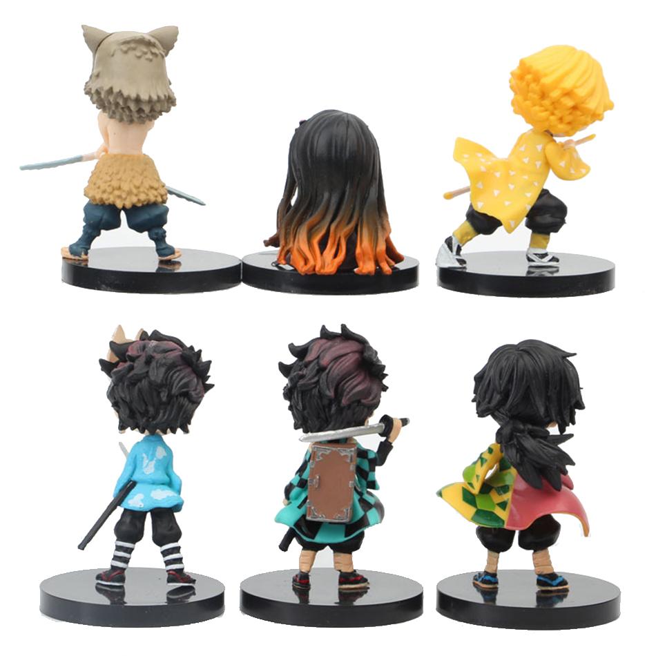 6Pcs/12Pcs/Sets Q Posket Figure  Demon Slayer Mini Figurine Kimetsu No Yaiba Small Pvc Dolls Desktop Decoration