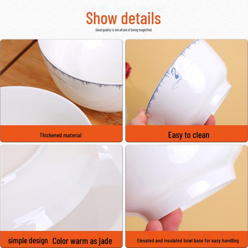 Swan Series Ceramic Bowl and Plate Set - Elegant Household Tableware Gift