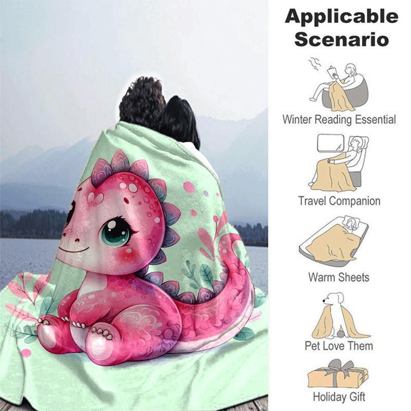 1pc Dinosaur Printing Lightweight Flannel Blanket, Comfortable and Warm Blanket, for Camping Sofa Bed and Couch Office, Gift