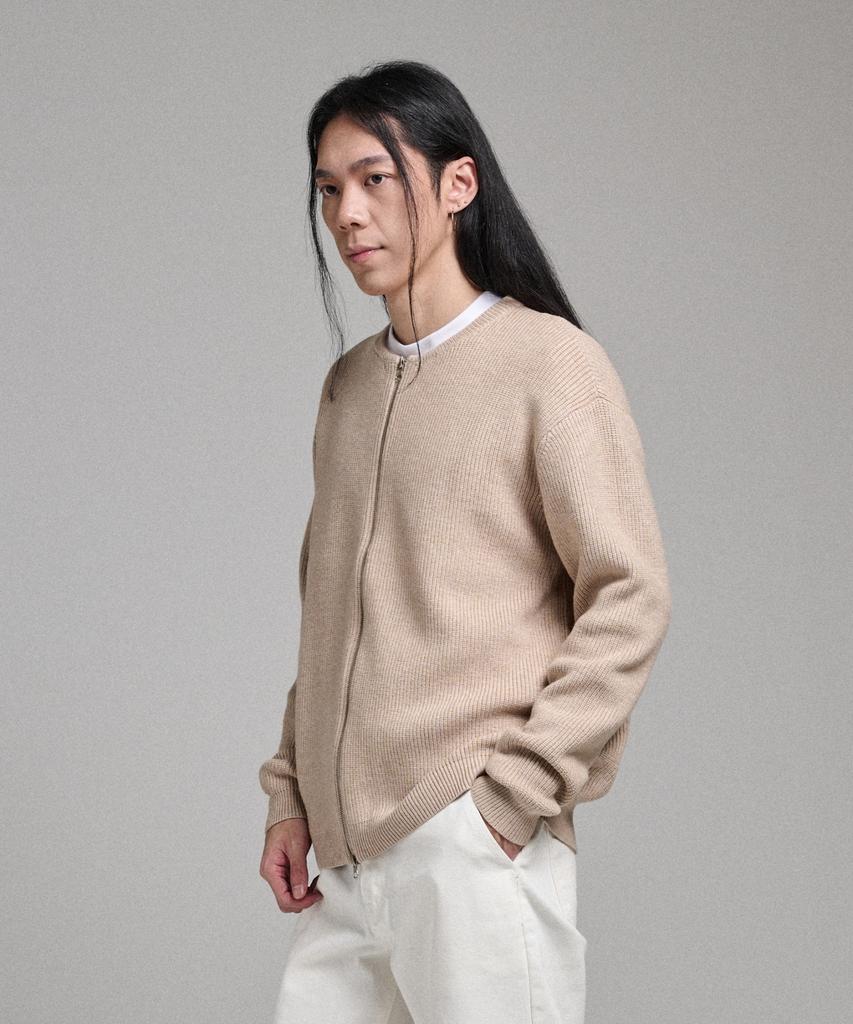 ANALOG MOOD 2-Way Round Cardigan Knit (Beige)