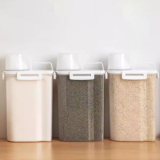 Grain Can Ergonomic Handle Measuring Cup Design Storage Container with Lid
