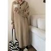 Hooded Single-breasted Pullover Sweater Skirt Women's Autumn and Winter New Lazy Loose Large-size Knitted Dress