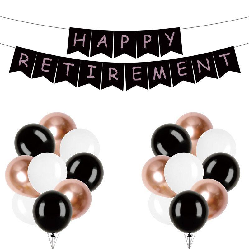 Party zum Thema Ruhestand: „HAPPY RETIREMENT“ Buchstaben-Girlande, Ruhestands-Dekorationen und Ballon-Ornamente