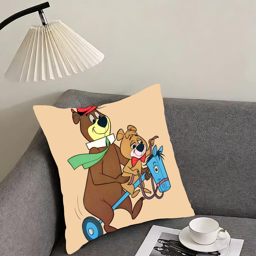 Federa Cuscino Orso Yoghi – Federa Cuscino Peluche Reversibile – Per auto, divano, camera da letto, perfetta come regalo.