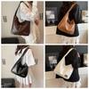 Leisure Vintage Single Shoulder Bag PU Leather Large Capacity Minimalist Tote Bag Simple Ladies Handbags Women