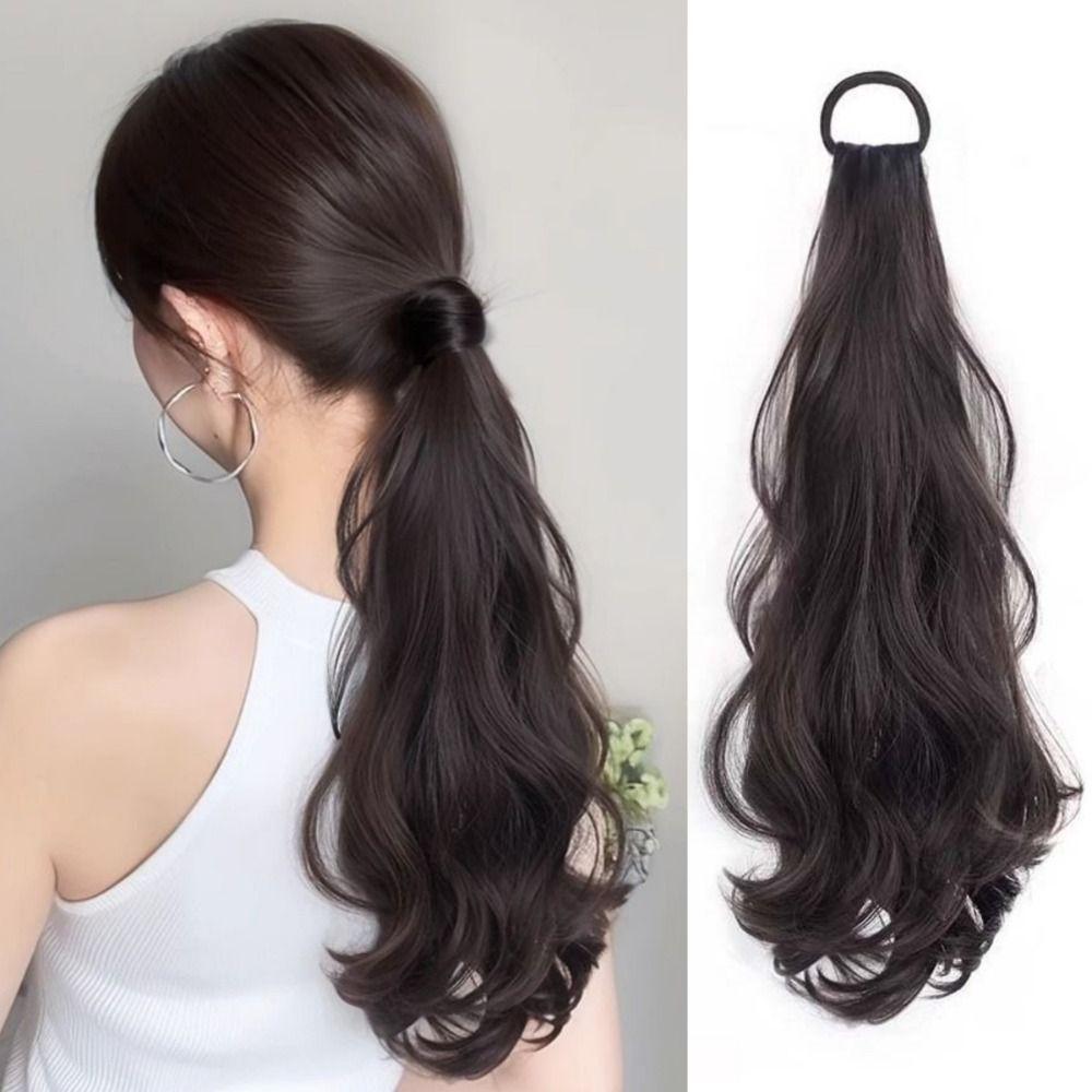 Vitality Long Wavy Ponytail Hair with Rubber Band Hair Band Hairpiece Daily Use