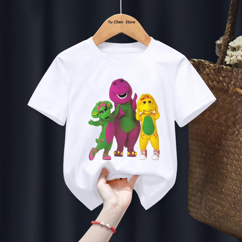 

2026 New Dinosaur Barney Friends Boys And Girls T-shirts Cartoon Animation Children s T-shirts Fashion Cute Children s Clothes 100