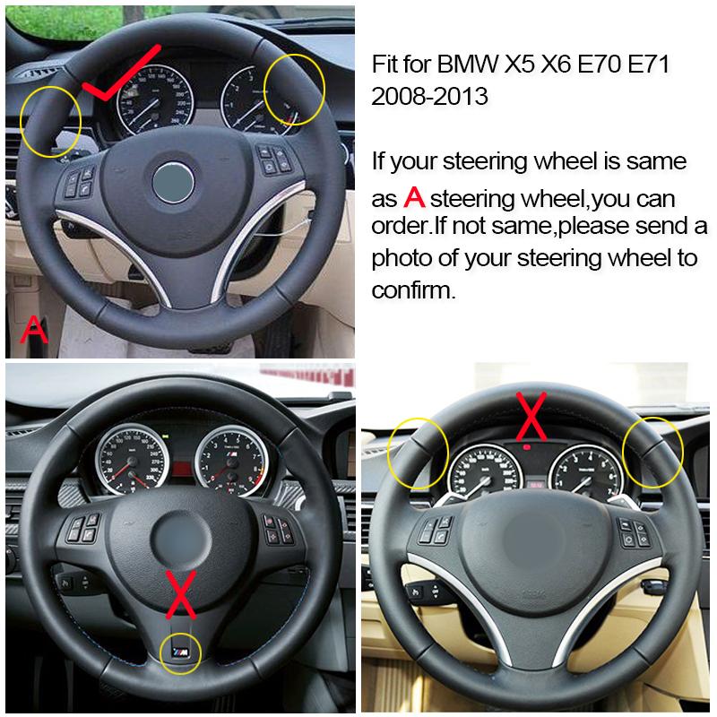 Cardak Black artificial Leather Car Steering wheel cover for BMW E90 E70 E71 X5 X6 320i 325i 330i 335i 120d E87 120i 130i