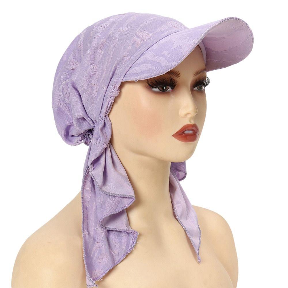 Stretch Fabric Baseball Cap Headscarf Curved Brim Sun Hat Headwrap Hajj Umrah