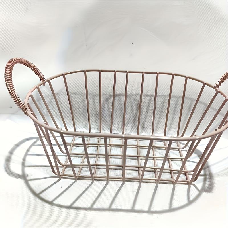 

An elegant metal wire basket with stylish handles - featuring a classic black grid design, suitable for home and kitchen storage