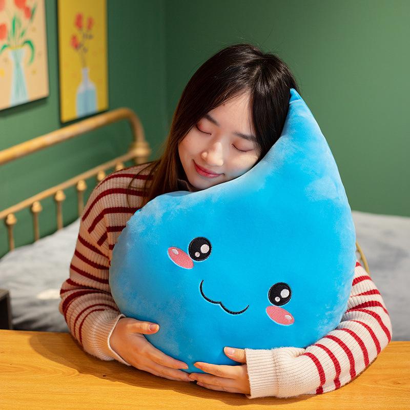 Creative Cute Expression Blue Water Drop Throw Pillow Plush Toy Home Sofa Pillow Cushion Girl Puppet