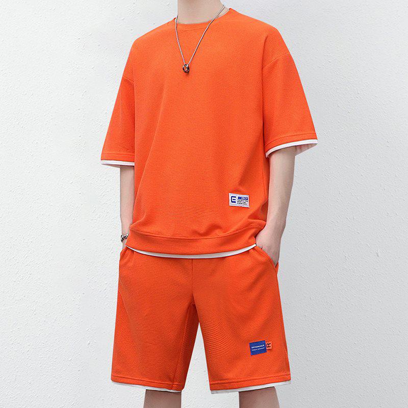 010 Stil Lockeres Waffelstrick-Paar-Set - Sommer Atmungsaktiv, Gesticktes Logo