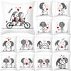 Home Valentine's Day Pillow Case Peach Skin Print Couple Love Heart Sketch Pillow Cushion