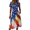 Women's Independence Day Print Casual Fashion Short Sleeve V-Neck Dress