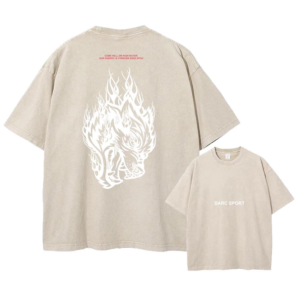 

Darc Wolves Sport Vintage Washed T Shirts Gym Bodybuilding Oversize Men Clothing Summer Fitness TEE Workout Darc Sport T Shirts M