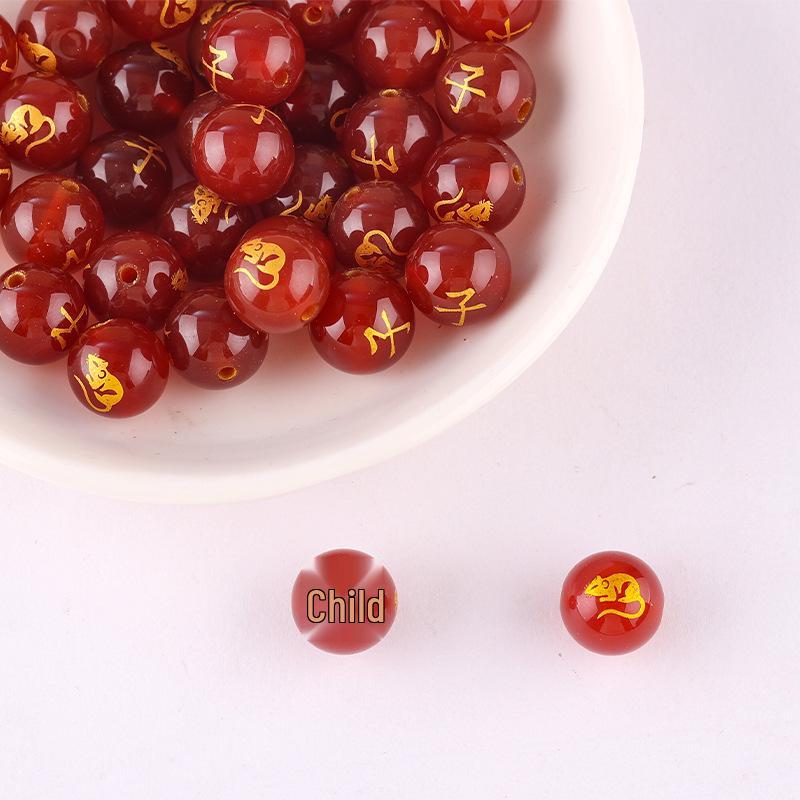 Náramek a přívěsek z červeného achátu dvanácti znamení zvěrokruhu s DIY distančními korálky ve tvaru sudu