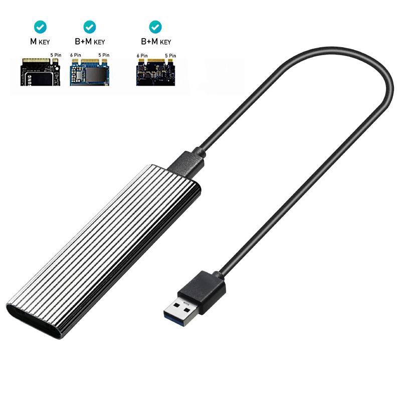 M2 SSD Case NVME Enclosure M.2 to USB SSD Adapter for NVME PCIE NGFF M.2 SATA SSD M/B+M Key 2230/2242/2260/2280 M2 Dual Protocol