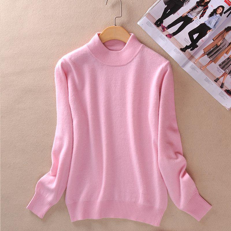Women's Slim Cozy Knitted Half-turtleneck Cashmere Wool Jumper For Winter Warmth