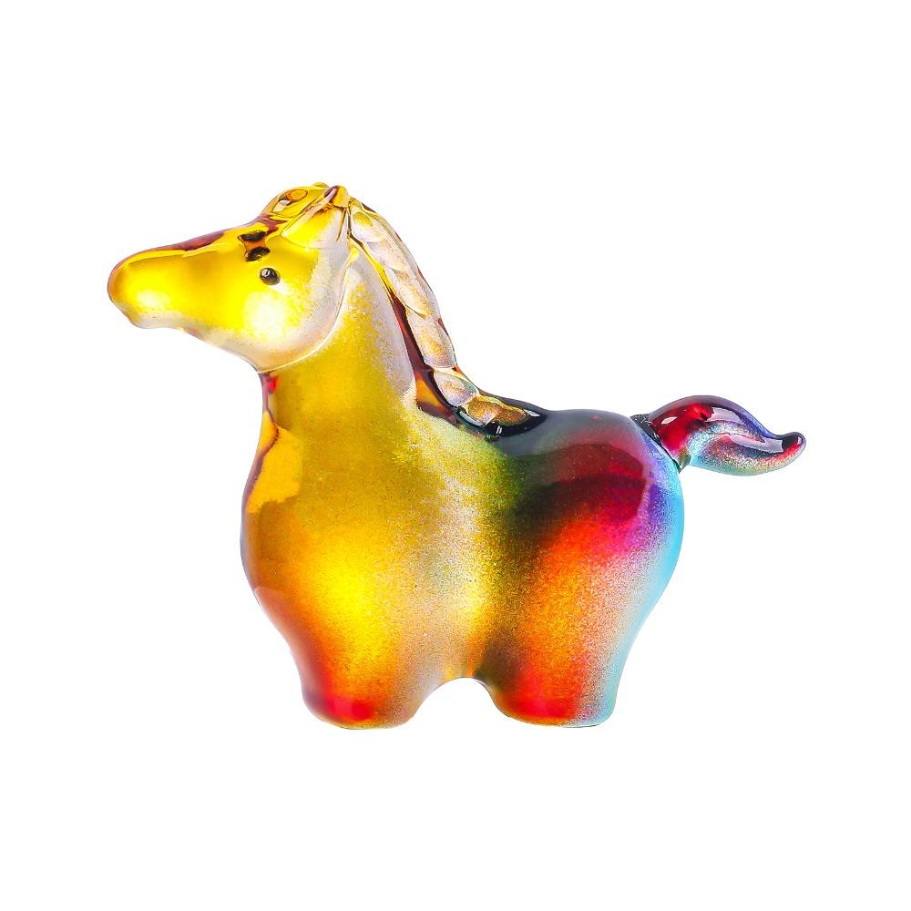 Colorful Decorative Crystal Horse Statue Glass Animal Sculpture  Office Decoration