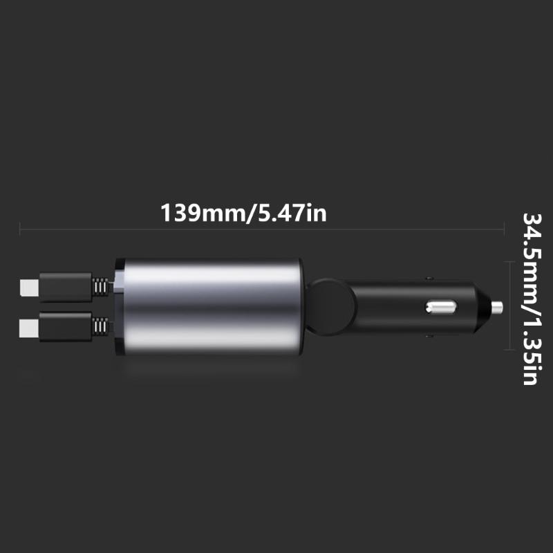 Retractable Car Charger Fast Car Phone Charger Car Charger Adapter with Retractable Cords for Smartphones Tablet