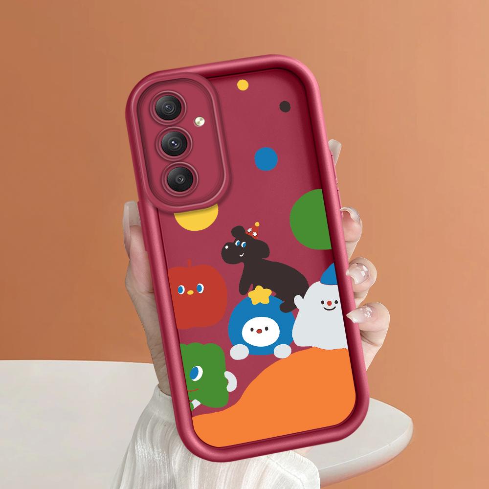 

Мягкий силиконовый квадратный чехол с рисунком лестницы для телефона, полное покрытие, противоударный защитный резиновый чехол для камеры для Samsung Samsung A15 5G темно-красного