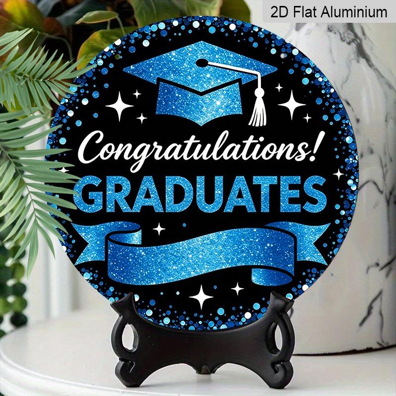 2D Flat Aluminum 2026 Graduation-themed Wall Hanging Is Available in Multiple Sizes. Featuring A Blue Glitter Graduation Cap Design, It's A Perfect