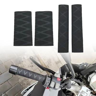 Universal Anti-Slip Motorcycle Grips 2PCS - Heat Shrink Rubber Handlebar Covers with Vibration Dampening