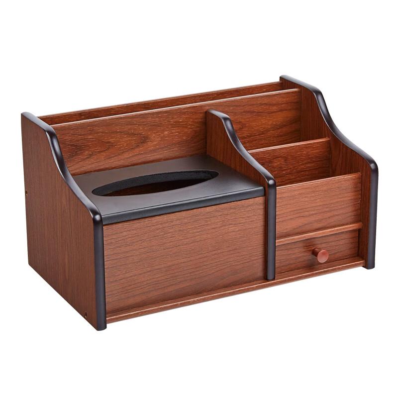 Multifunctional Wooden Desktop Organizer Tissue Box