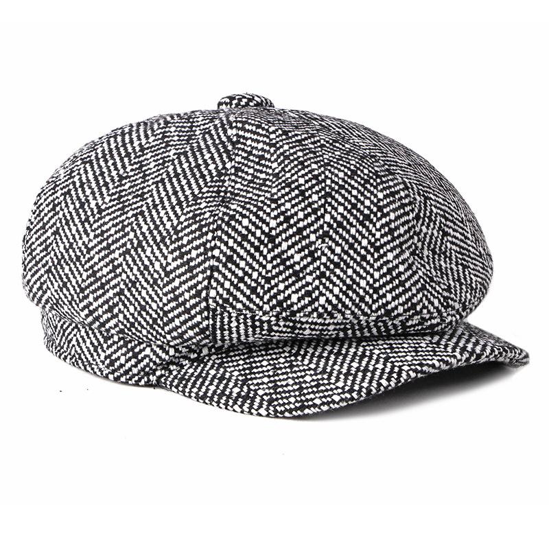 Autumn and Winter Knitted Wool Hat Women's Fashion British Fashion Octagonal Hat Men's Beret Cap Painter Hat