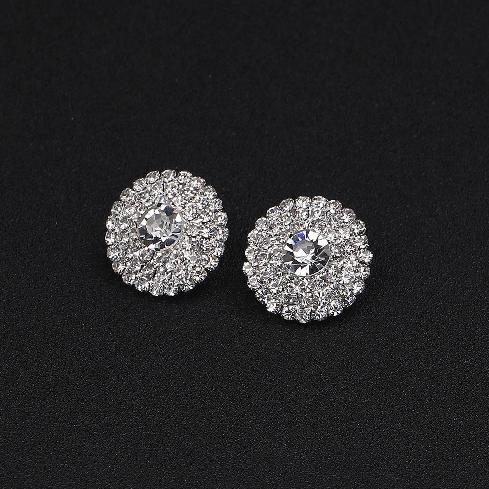 Bridal Rhinestone Jewelry Set: Double Row Necklace Earrings Bracelet Three - Piece Wedding Collection earrings